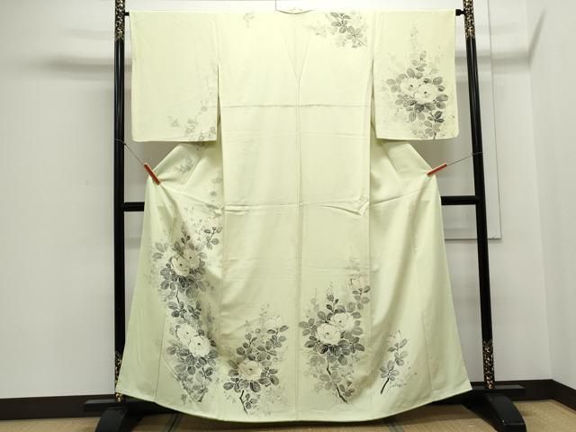 平和屋着物▽訪問着 手描き 枝椿 暈し染め 金彩 正絹 逸品 CABA8665th