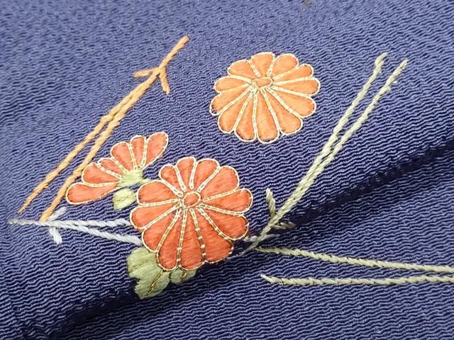 平和屋着物▽訪問着 総刺繍 吹き寄せ文 金糸 鬼しぼ縮緬 正絹 逸品