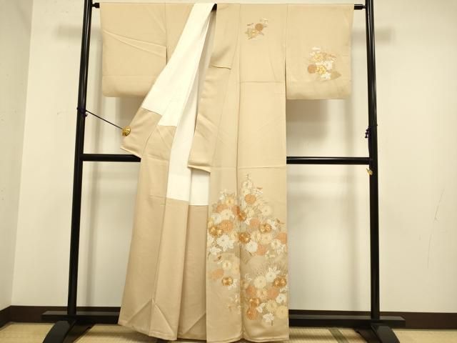 平和屋着物▽訪問着 駒刺繍 総刺繍 草花文 金糸 正絹 逸品 DAAZ5442du