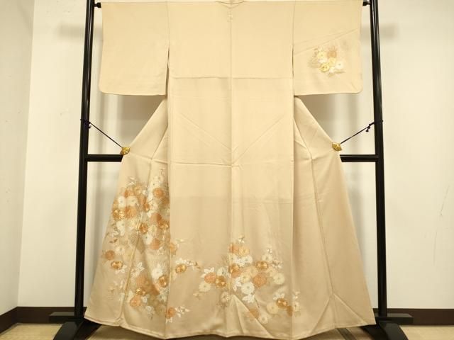 平和屋着物▽訪問着 駒刺繍 総刺繍 草花文 金糸 正絹 逸品 DAAZ5442du