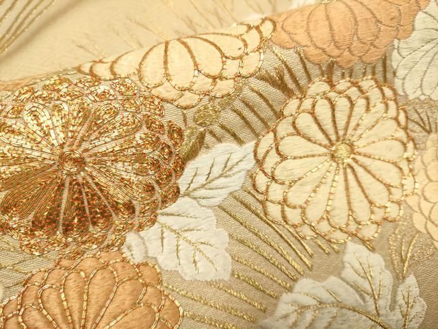 平和屋着物▽訪問着 駒刺繍 総刺繍 草花文 金糸 正絹 逸品 DAAZ5442du