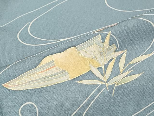 平和屋着物▽訪問着 作家物 舟 流水草花文 金彩 正絹 逸品 CABA8726th