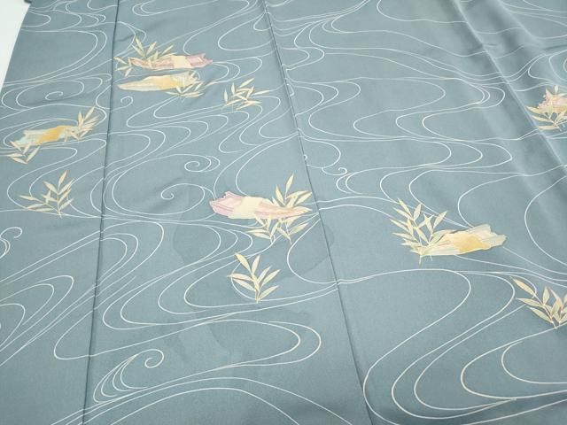 平和屋着物▽訪問着 作家物 舟 流水草花文 金彩 正絹 逸品 CABA8726th