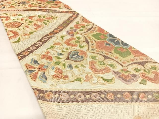 平和屋着物◎佐賀錦 六通柄袋帯 正倉院花文 金銀糸 正絹 逸品