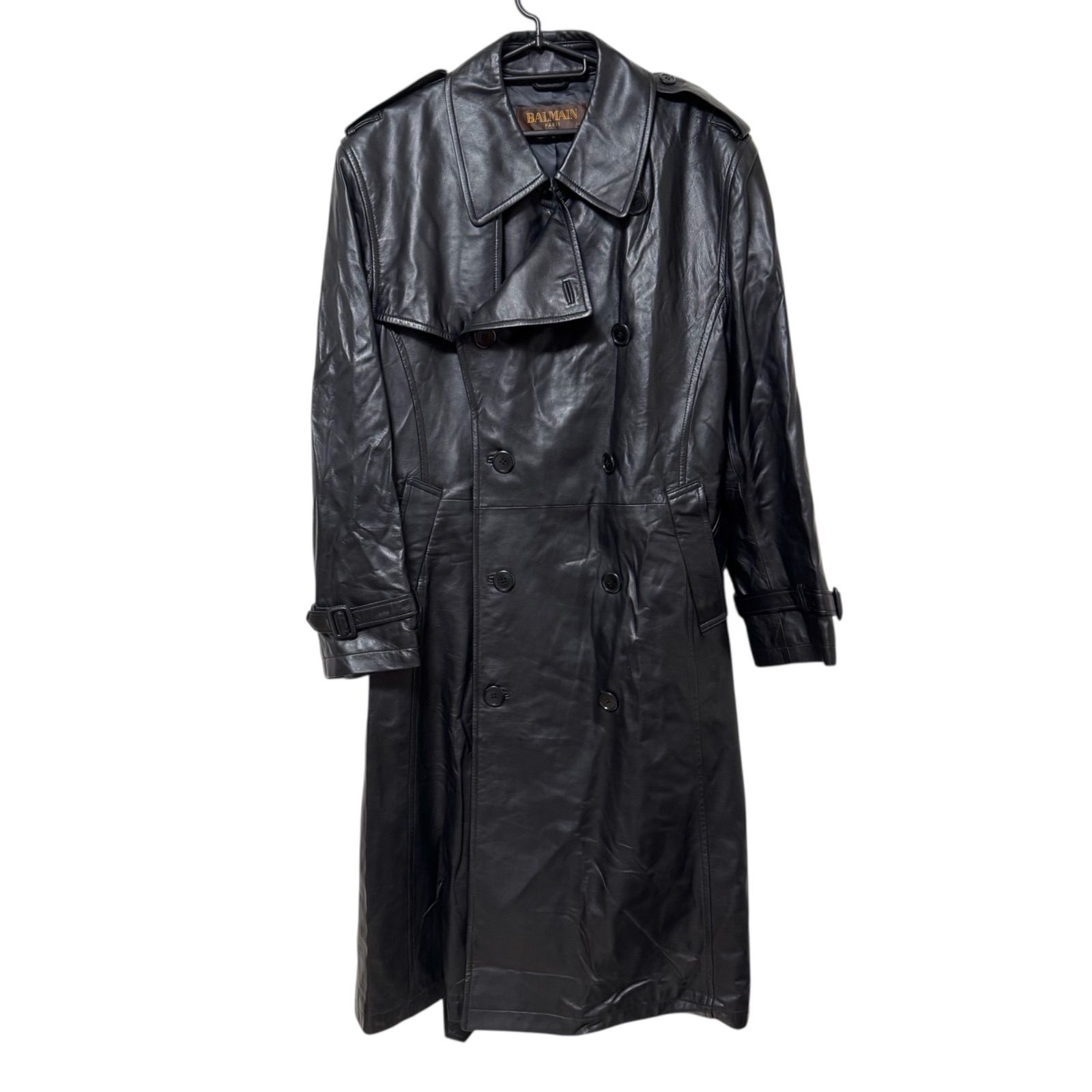 レアデザイン✨PIERRE BALMAIN　ラムレザー　ロング　コート　タグ付き 一点商品】BALMAIN バルマン メンズ アウター レザーコート ロング