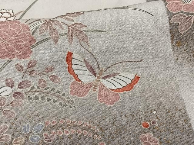 平和屋着物□上質な小紋 舞蝶草花文 金彩 正絹 逸品 CABB8424xi - メルカリ