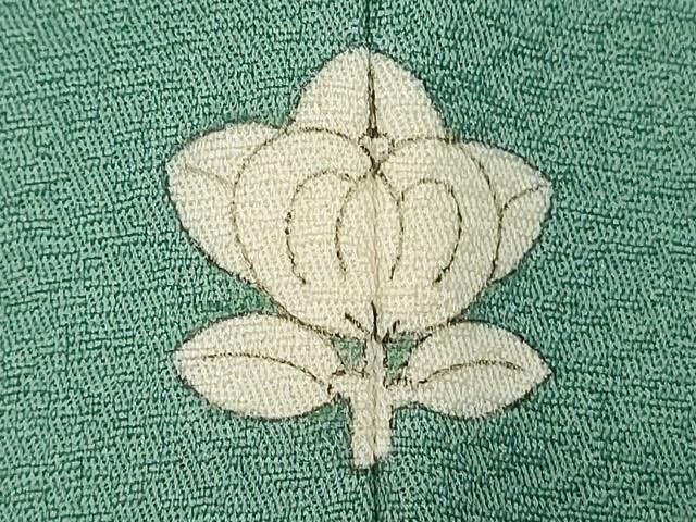 平和屋着物□染色作家 斉藤三才監修 色無地 三才鳥 ワンポイント 青竹