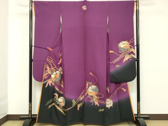 平和屋着物□豪華振袖 糸巻花文 暈し染め 金彩 正絹 逸品 DABA5431cd