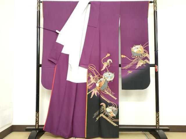 平和屋着物●豪華振袖　辻が花地紋　色無地　芥子色　正絹　逸品　DABA1400ps 平和屋着物○豪華振袖 辻が花地紋 色無地 芥子色 正絹 逸品 DABA1400ps