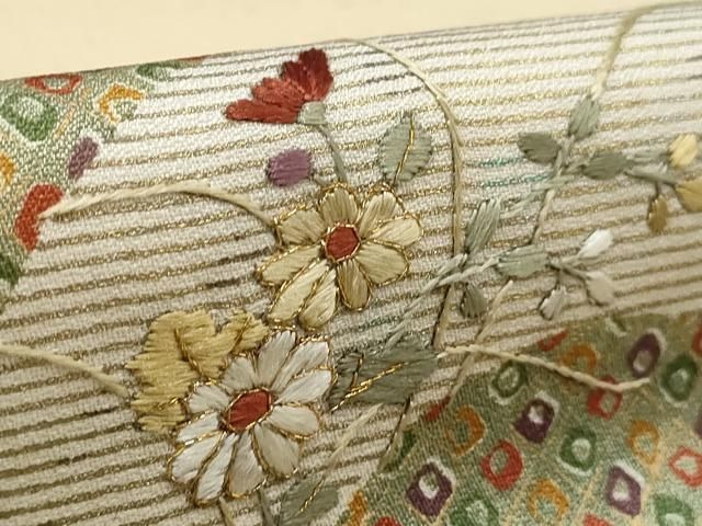 平和屋着物□訪問着 刺繍 地紙重ね花文 金糸 金彩 正絹 逸品