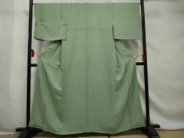 平和屋着物□上質な色無地 青白橡色 反端付き 正絹 逸品 未使用