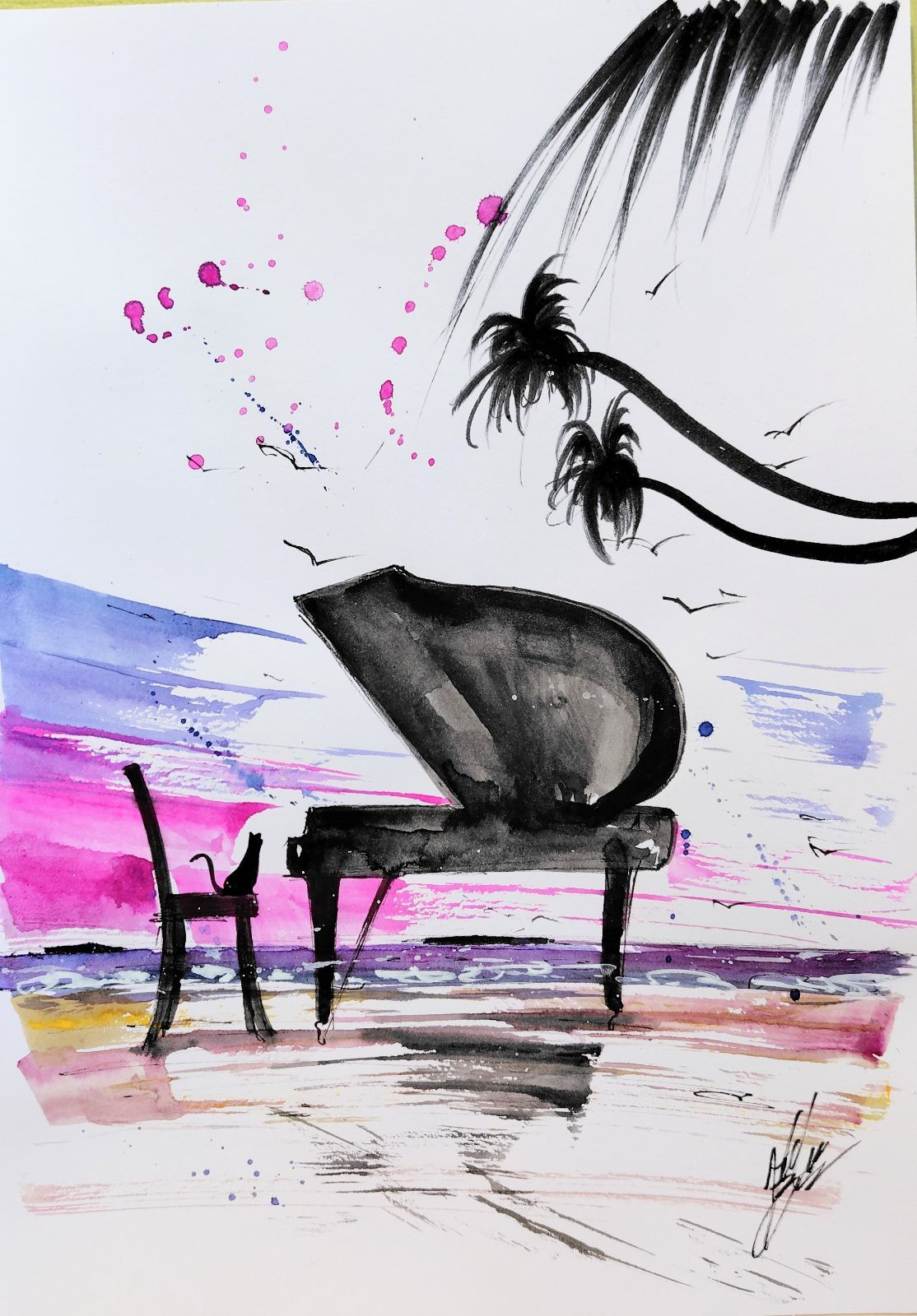 原画#3351　ラスベガス　水彩画　ドローイング　スケッチ　アート　絵画　風景画 原画#3351 ラスベガス 水彩画 ドローイング スケッチ アート 絵画 風景画