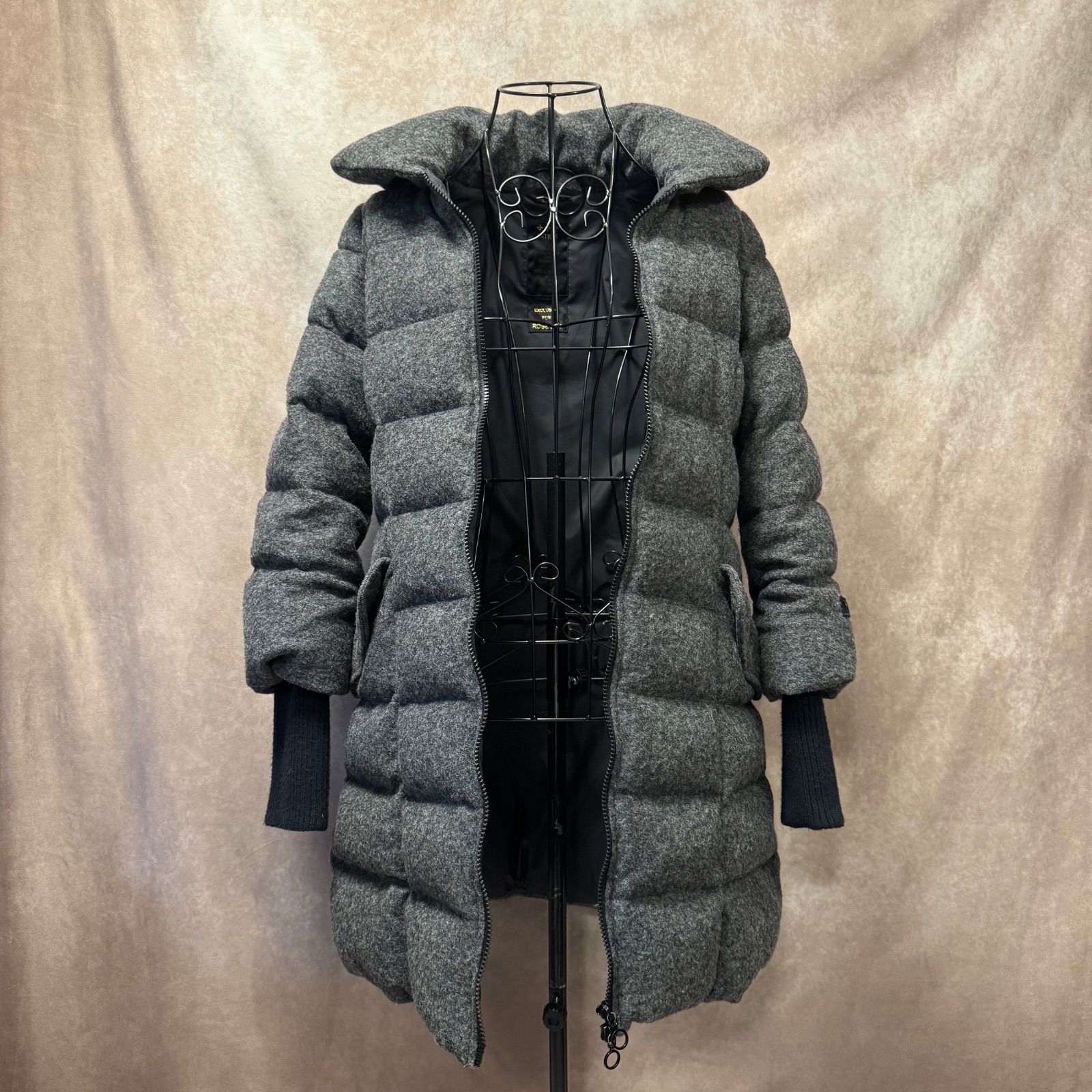 TATRAS × ROSE BUD 別注 ダウンコート グレー リブ袖 フード付き