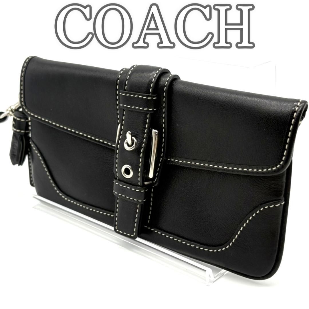 COACH コーチ ストラップ付き 長財布 ブラック 黒色 新品未開封】COACH
