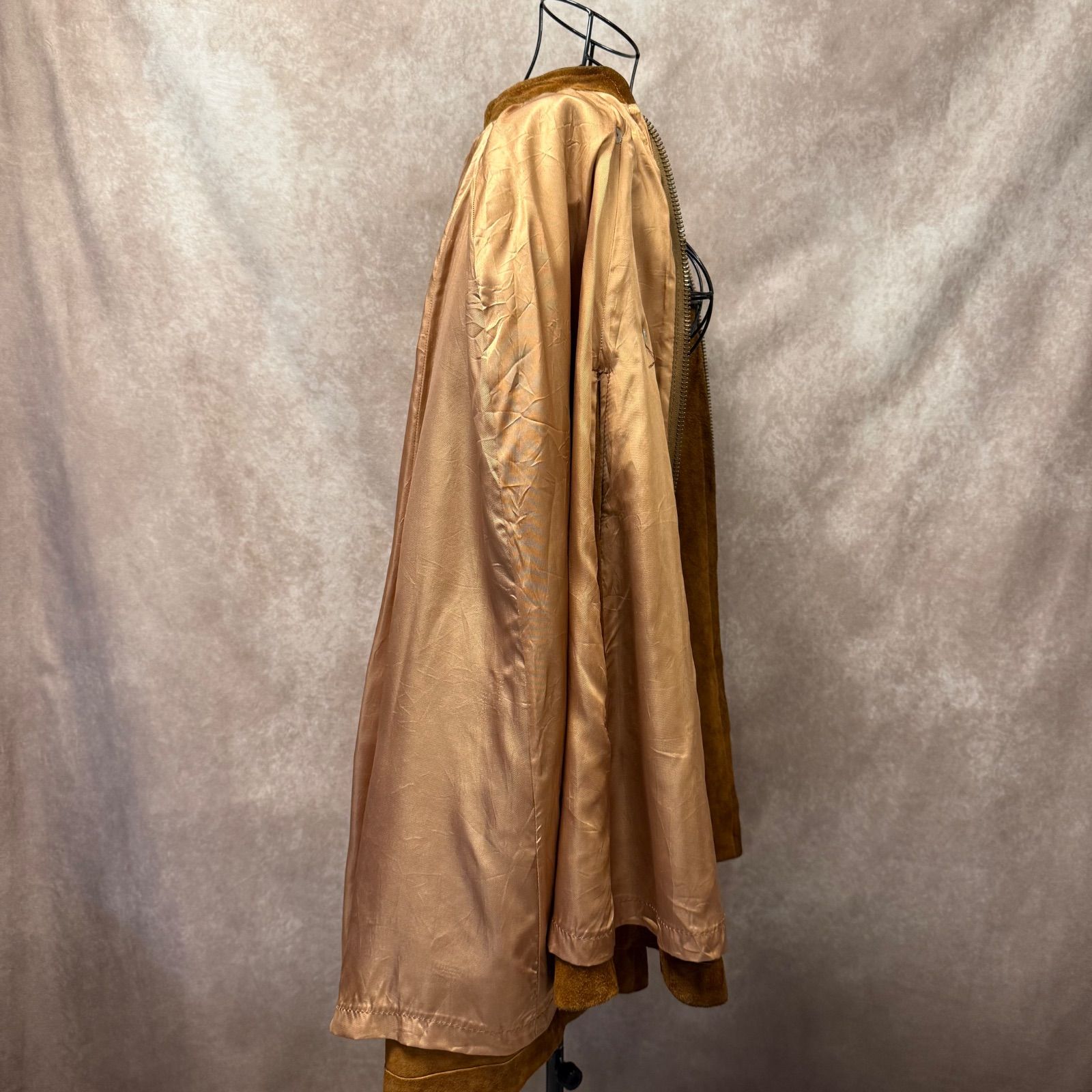 ヴィンテージ スエードレザー ポンチョ風コート 本革 英領香港製