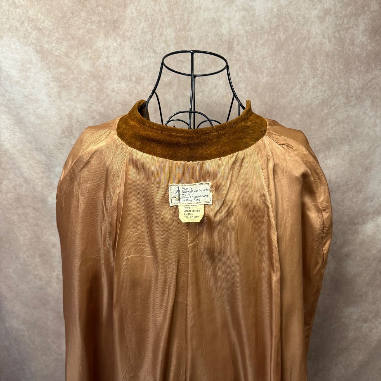 ヴィンテージ スエードレザー ポンチョ風コート 本革 英領香港製