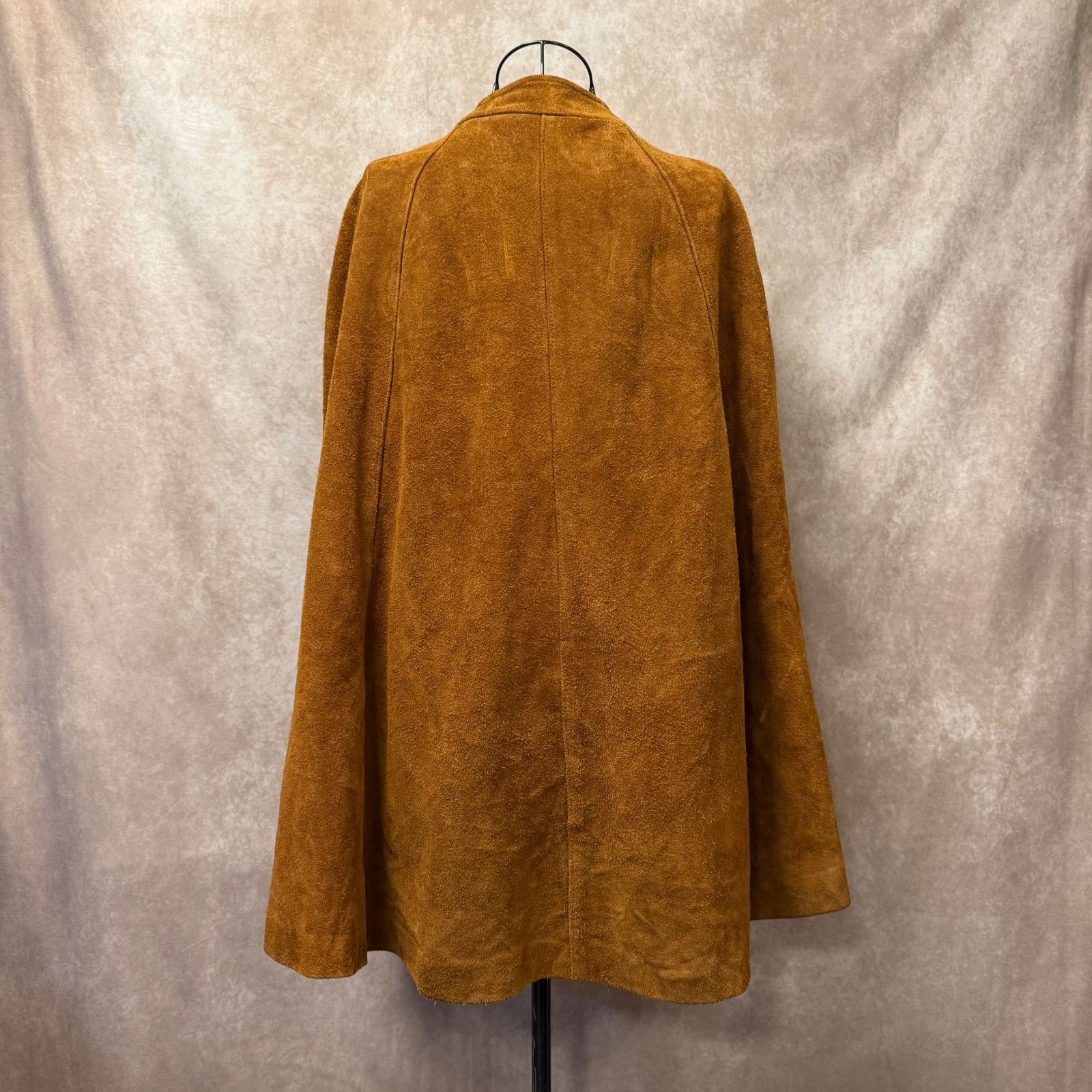 GENUINE Leatherスエードポンチョ ヴィンテージ スエードレザー ポンチョ風コート 本革 英領香港製