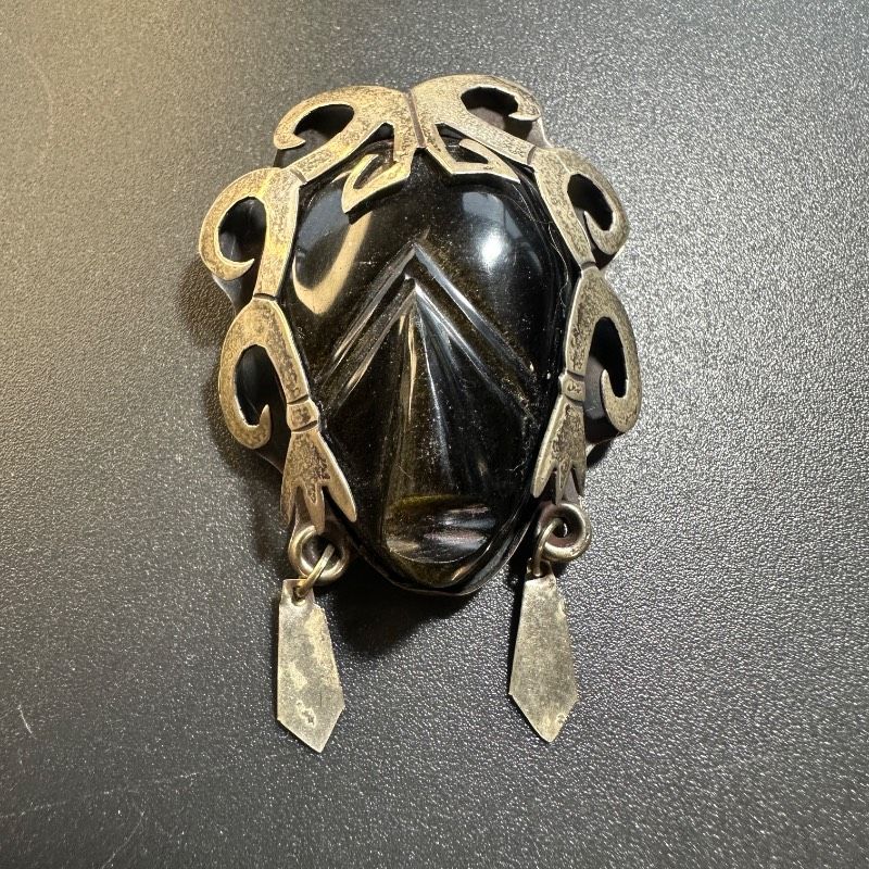 vintage】メキシコ SILVER925刻印 トライバル ブローチ ハンドメイド