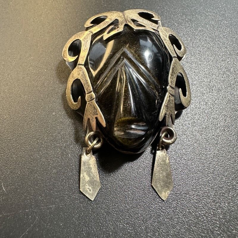 vintage】メキシコ SILVER925刻印 トライバル ブローチ ハンドメイド