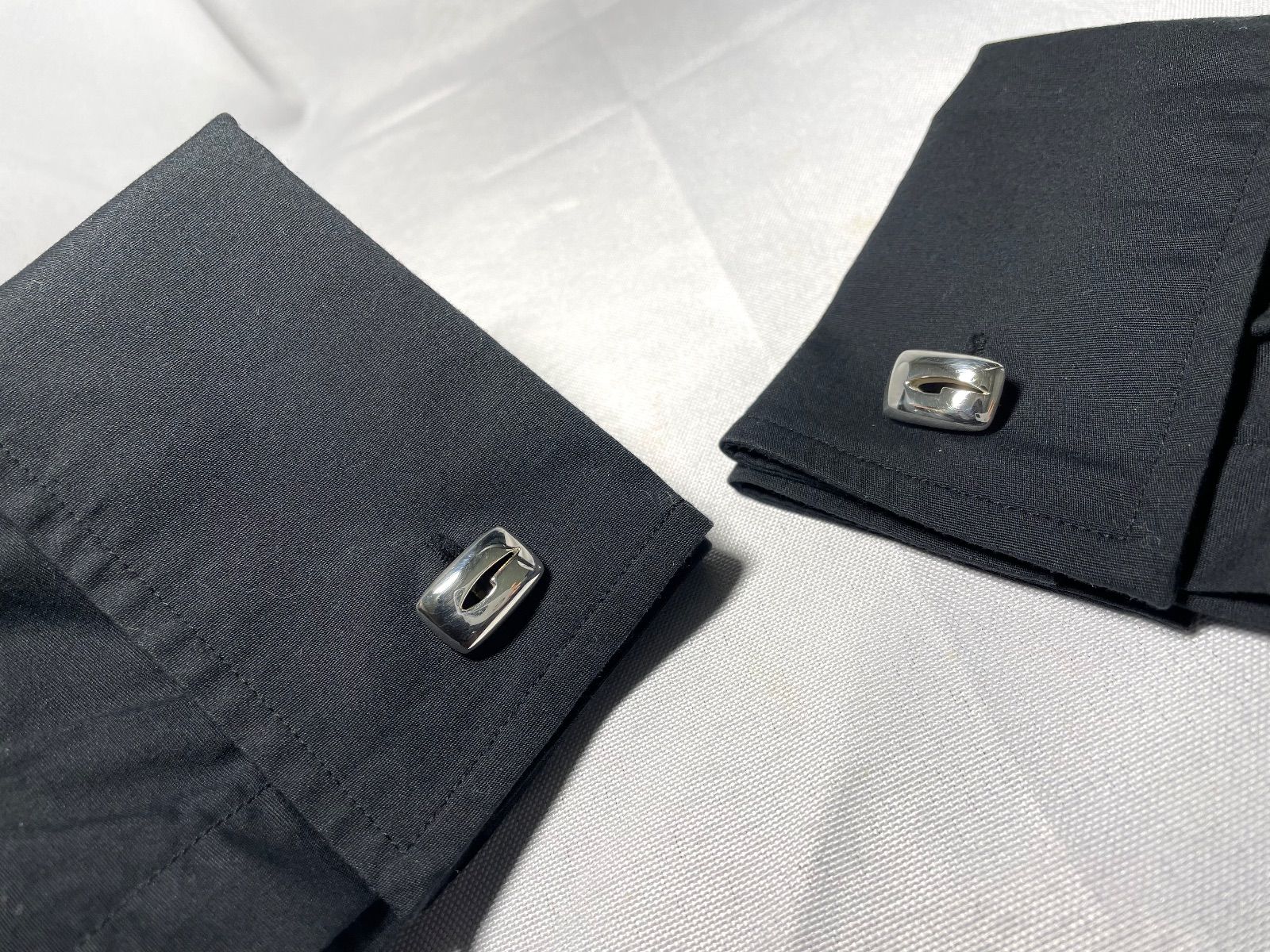 美品 GUCCI グッチ 鏡面スターリングシルバー Gデザイン 立体3Dカフス