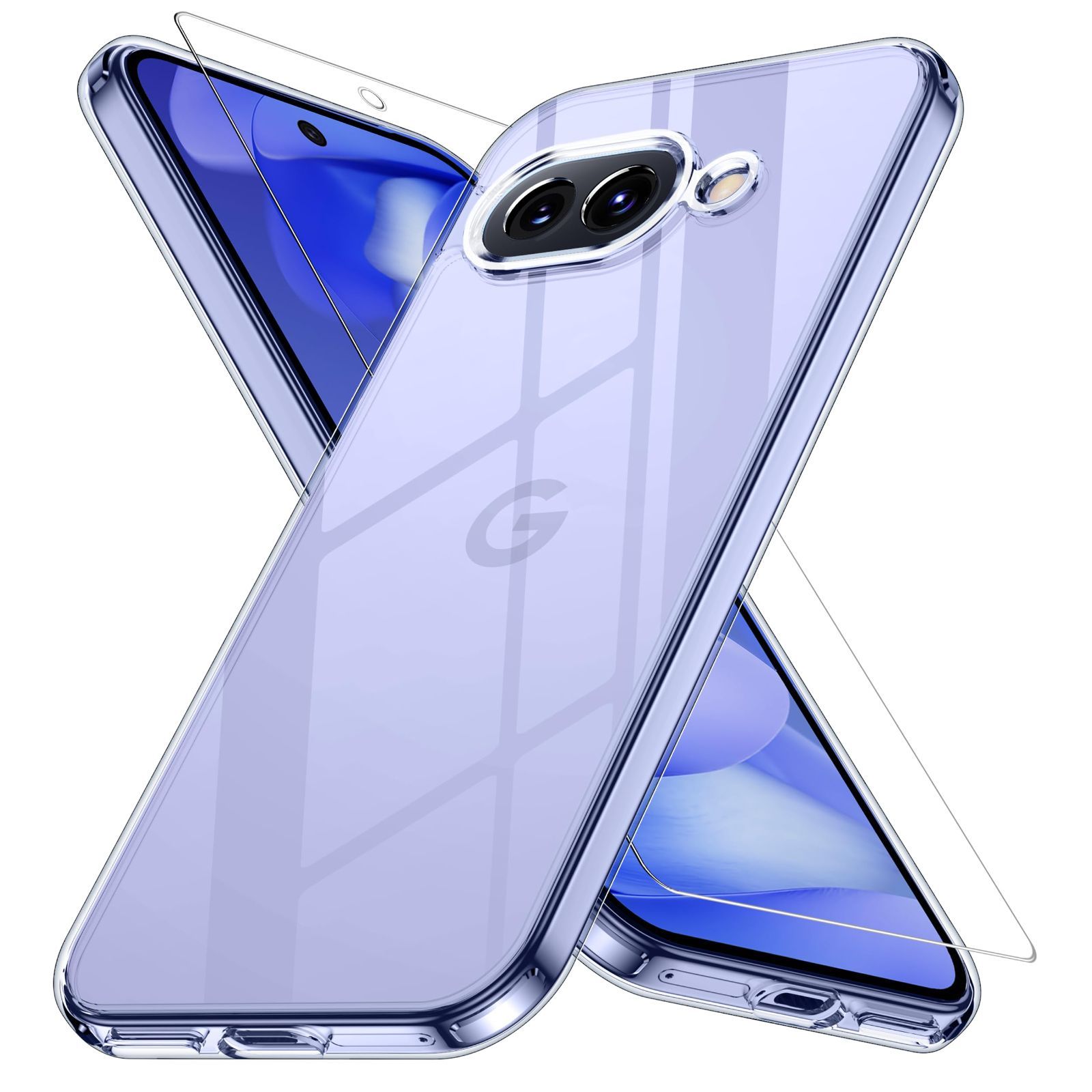 落下防止 指紋防止 耐久性 ガラスフイルム保護付き ストラップホール付 耐衝撃 薄型 グーグルピクセル9 a 軽量 黄変防止 ソフトカバー クリア ケース ワイヤレス充電対応 9 googleピクセル9 a用 Pixel XIWXI Goog