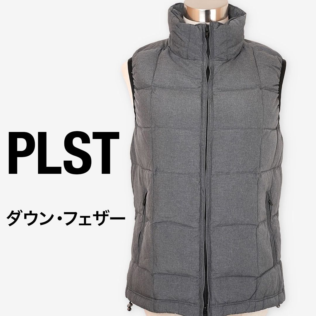 美品】PLST プラステ ダウンベスト レディース S グレー ダウン90 