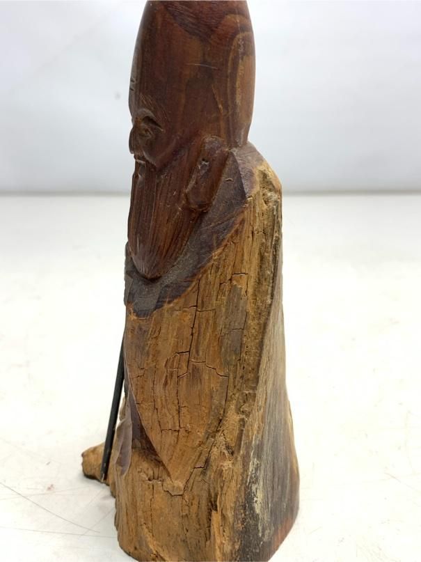 希少 福禄寿 置物 一刀彫 木彫り ヴィンテージ アンティーク 昭和