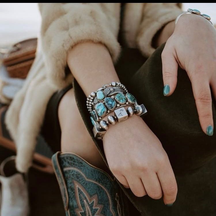 silver925ナバホパール×天然ターコイズのブレスレット19cmメンズ v