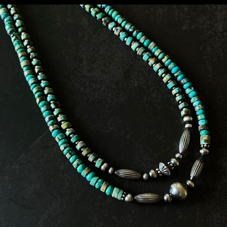 silver925ナバホパール×天然ターコイズのネックレス43.8cm vj