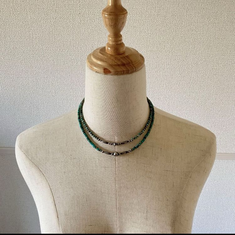 silver925ナバホパール×天然ターコイズのネックレス43.8cm vj