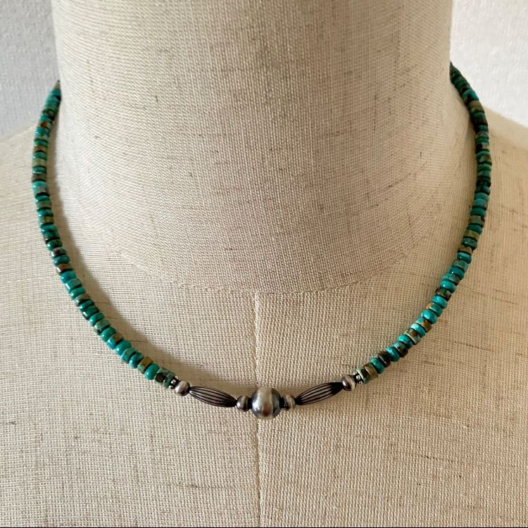 silver925ナバホパール×天然ターコイズのネックレス43.8cm vj