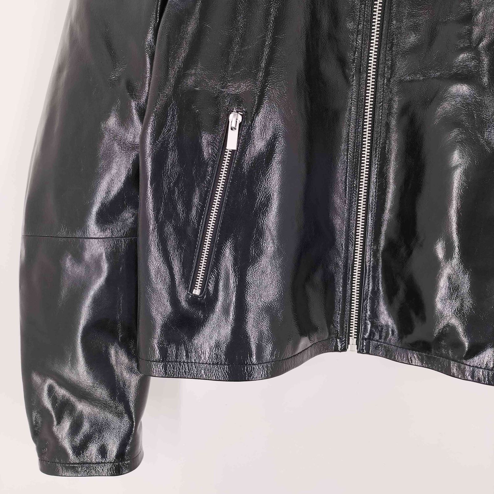 ザラ ZARA SHINY FINISH LEATHER JACKET シャイニー フィニッシュ