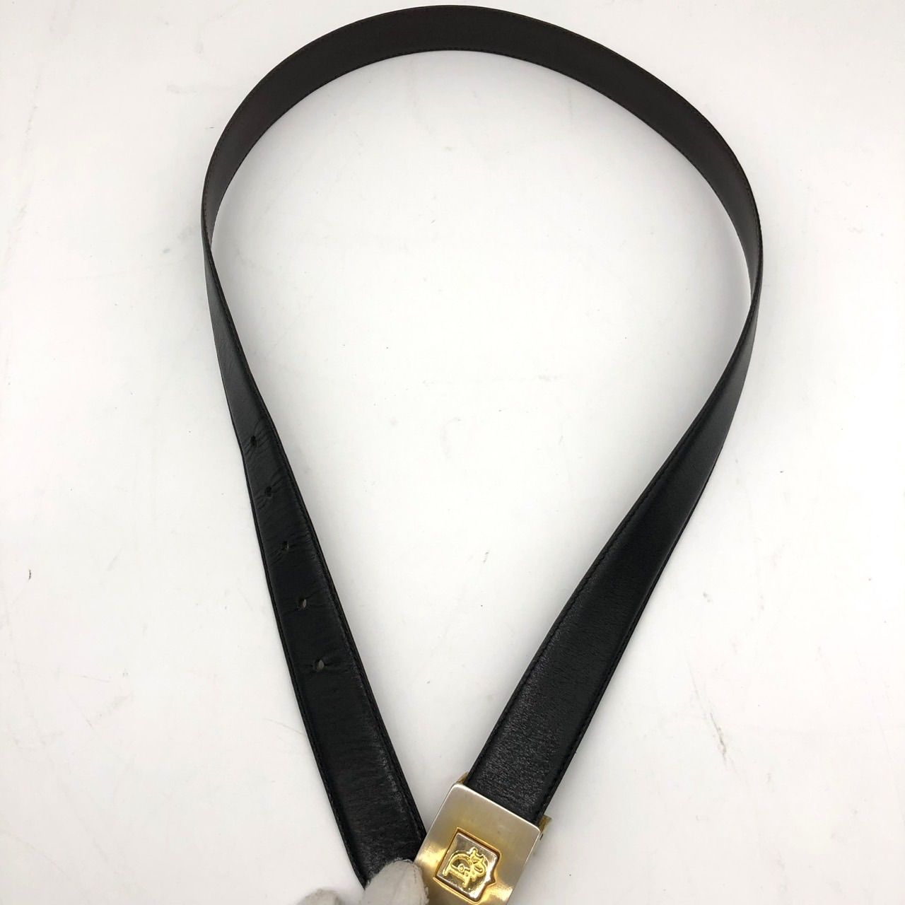 Dior ブラックレザーベルト ゴールドDロゴ Dior ベルト ロゴベルト Dior ブラックレザーベルト ゴールドDロゴ