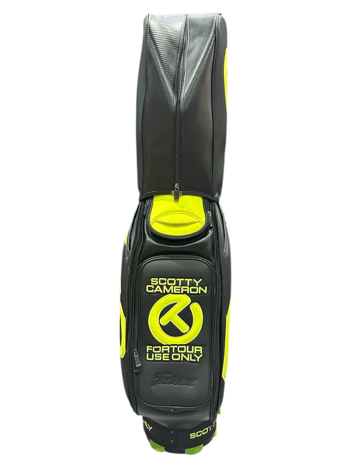   キャディバッグ ブラック/ネオンイエロー ゴルフ キャディバッグ ツアー風デザイン ブラック ネオンカラー