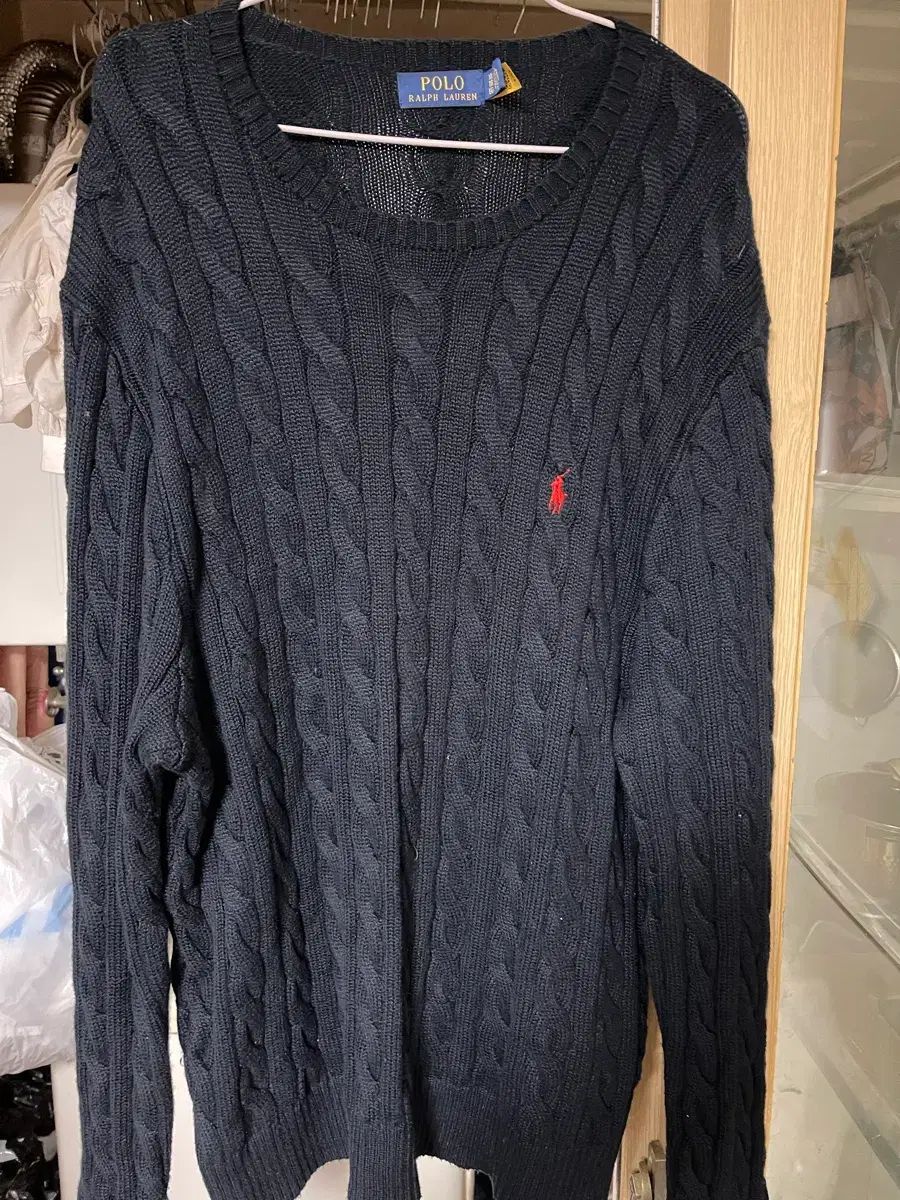 ポロ ラルフローレン ネイビ ケーブル ニット サイズ XL メンズ