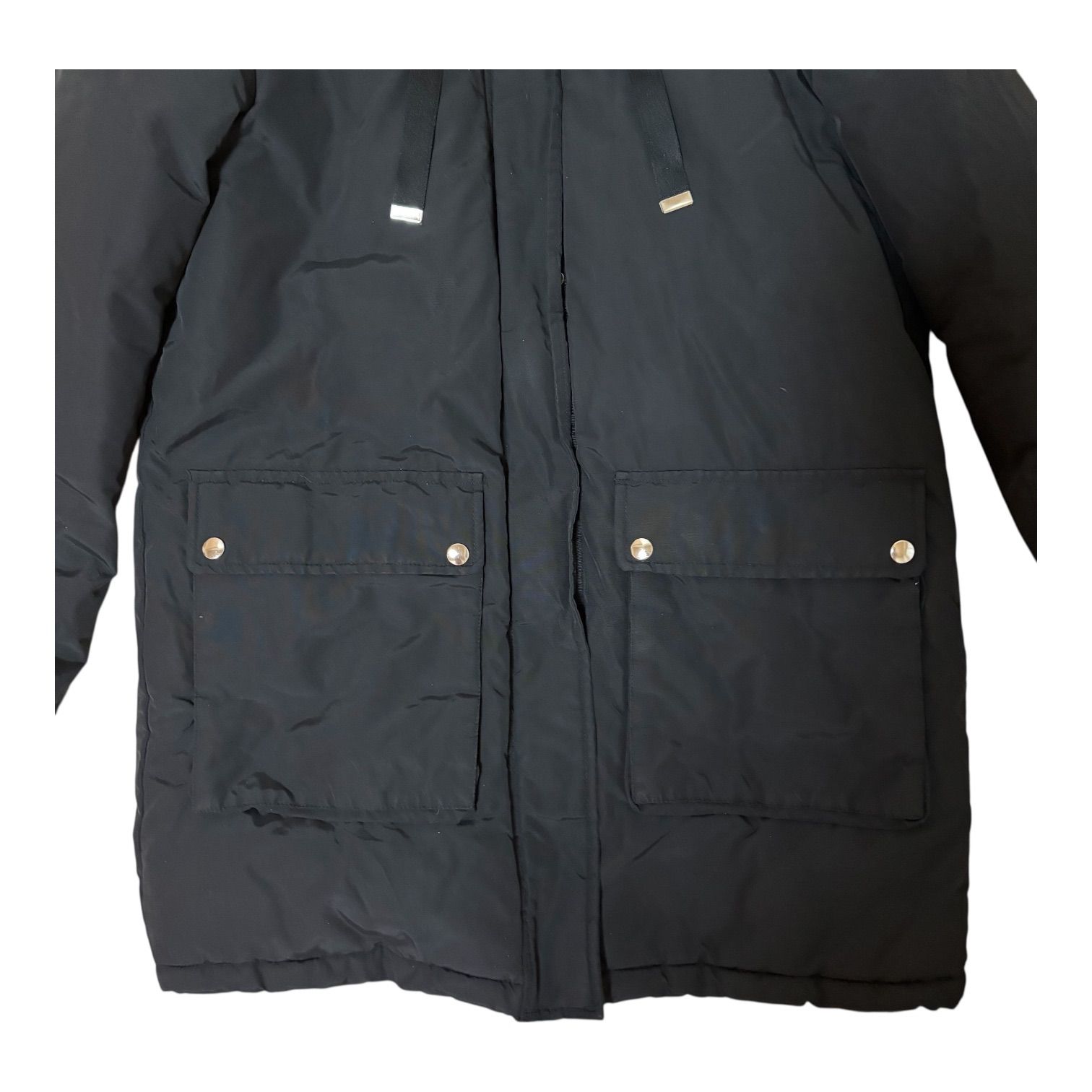 ZK36 ZARA ザラ 中綿モッズコート ブラック ファー フード レディース