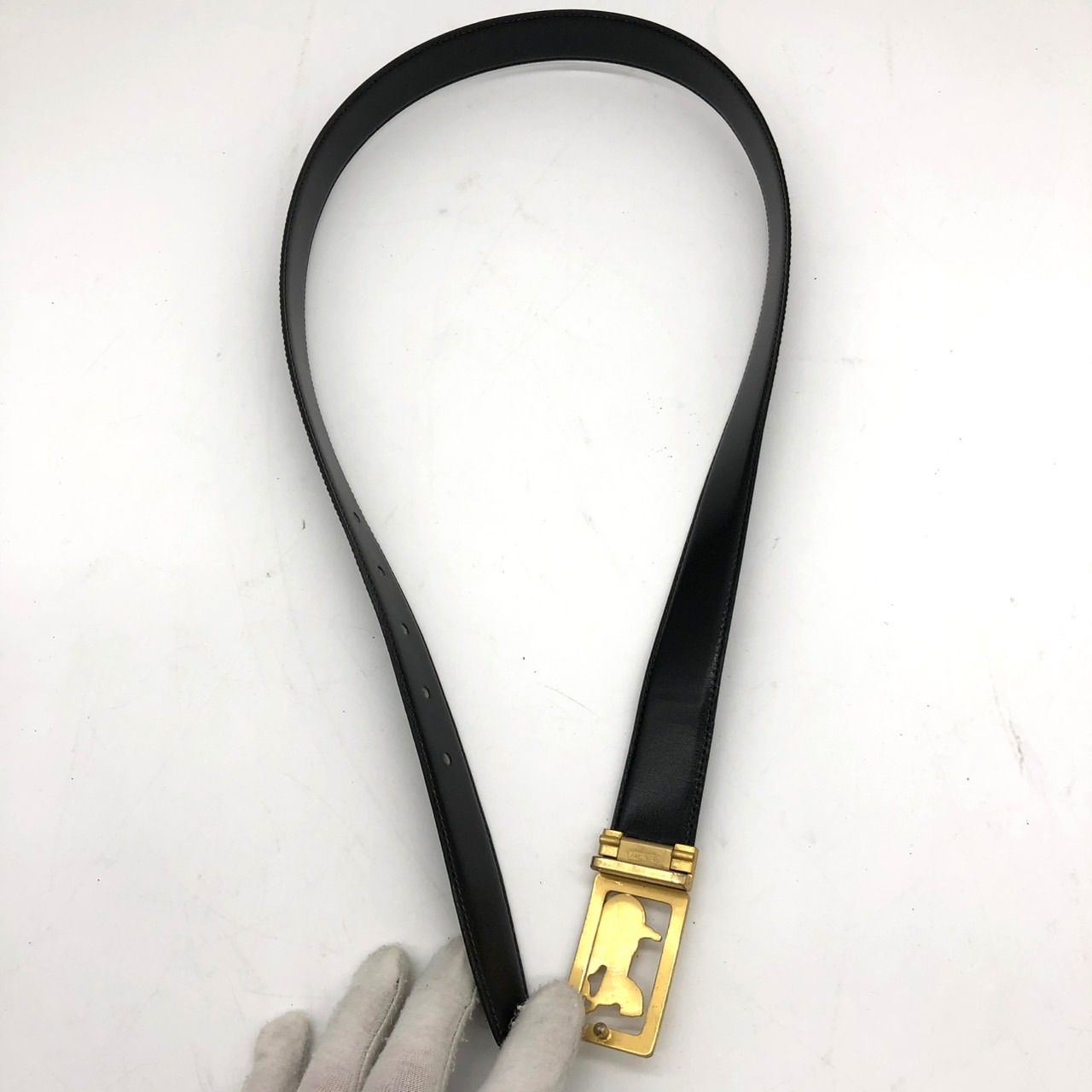 セリーヌ ベルト 馬車金具 馬車 ゴールド ブラック 黒 レザー 本革