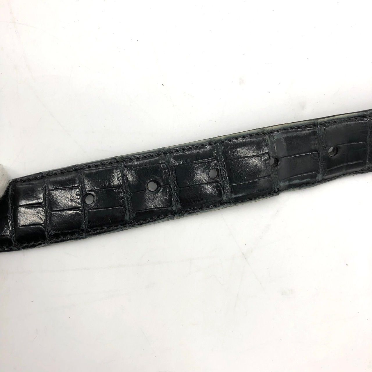 サルヴァトーレフェラガモ クロコ型押し ゴールド金具ガンチーニ レザー ブラック サルヴァトーレフェラガモ ベルト 黒 クロコ型押し ガンチーニ