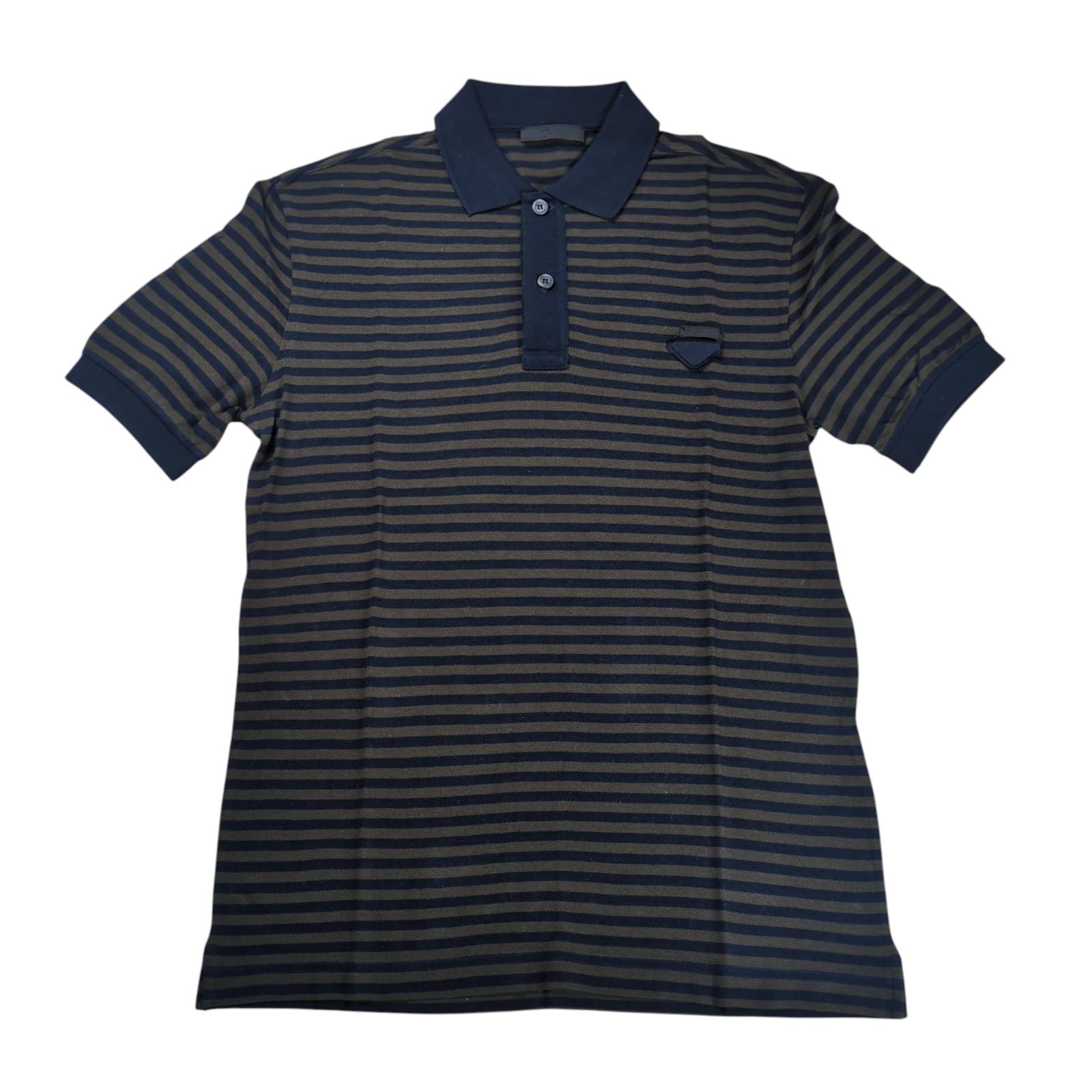 PRADA Triangle Logo Border Pattern S|S Polo Shirt