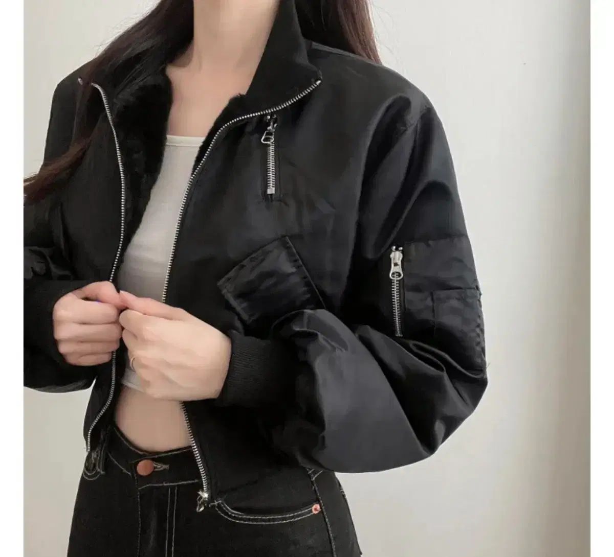 リバーシブル ボア裏地)リバーシブル クロップド MA-1ジャケット