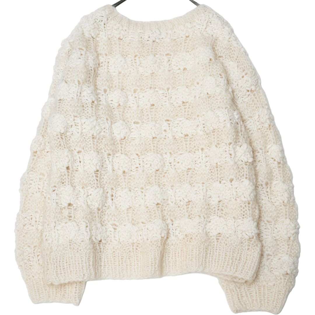 CLANE バンピーオーバーネックニット アイボリー CLANE クラネ バンピーオーバーVネックニットトップス BUMPY OVER V