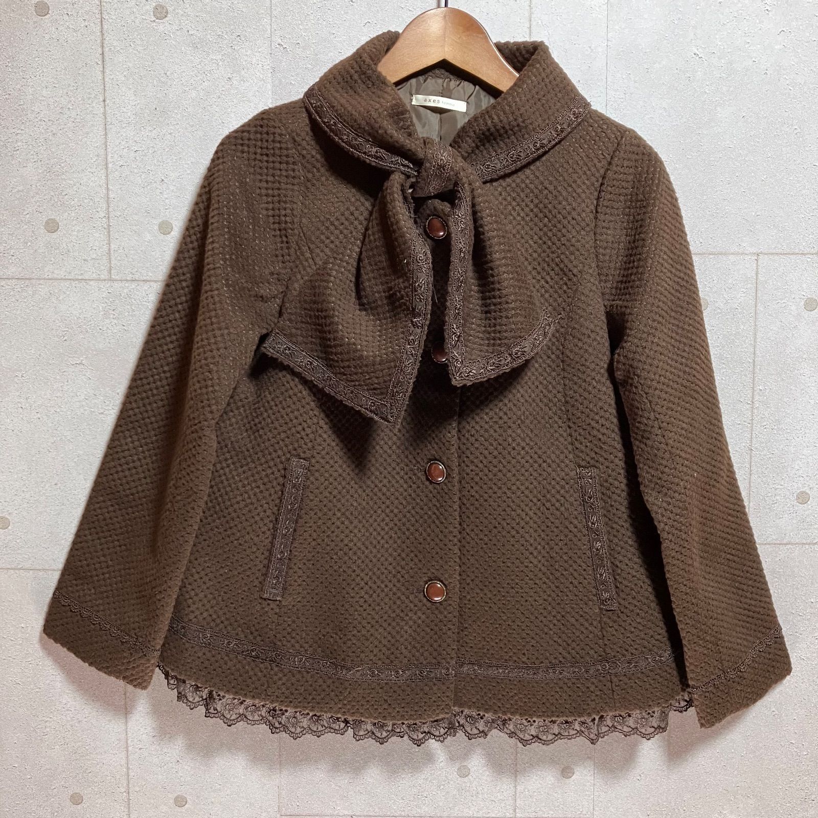 レディース axes femme アクシーズファム リボン ショート コート 