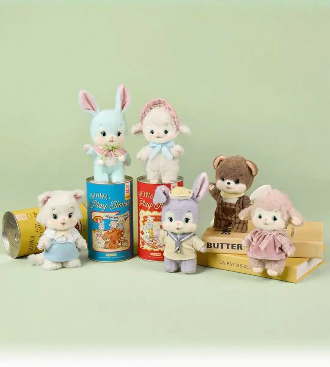 BoboNutsハンドメイドぬいぐるみ ボボナーツ 昭和レトロ感性 うさぎクマぬいぐるみキーホルダー