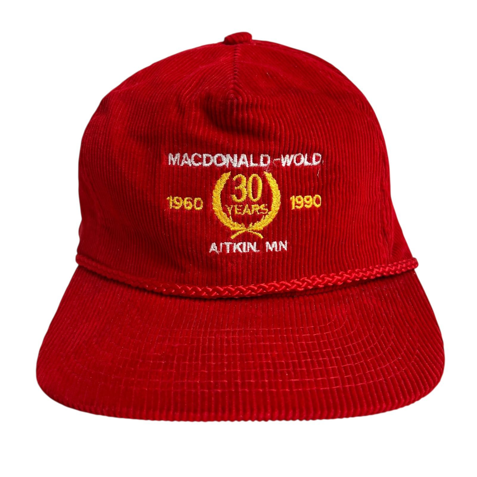 キャップ 帽子 90 s MACDONALD WOLD マクドナルドウォード ビンテージ コーデュロイ アニバーサリー レッド 赤 イエロー 黄