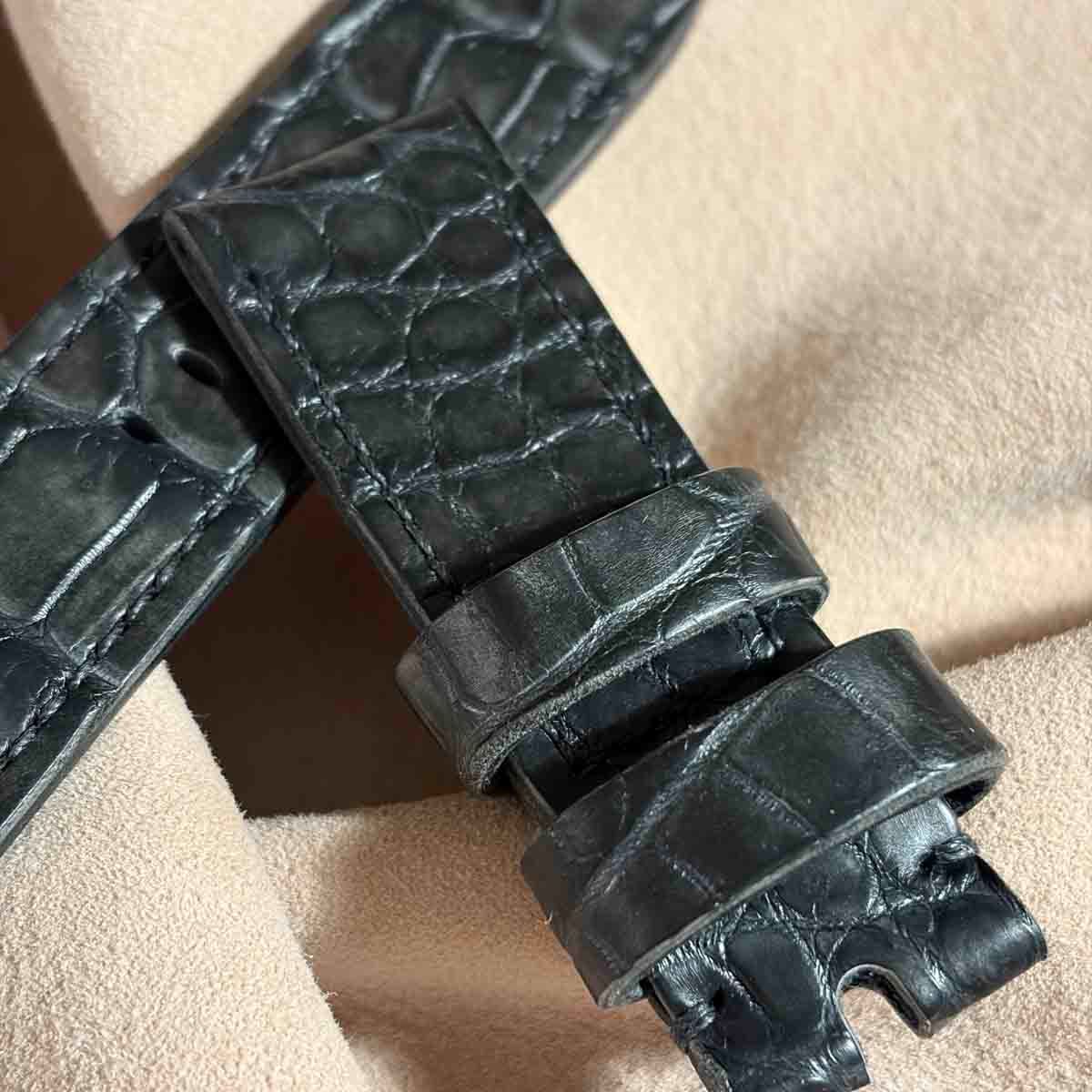 exh-62 墨染め クロコダイル 腕時計ベルト (ラグ幅24mm - バックル幅