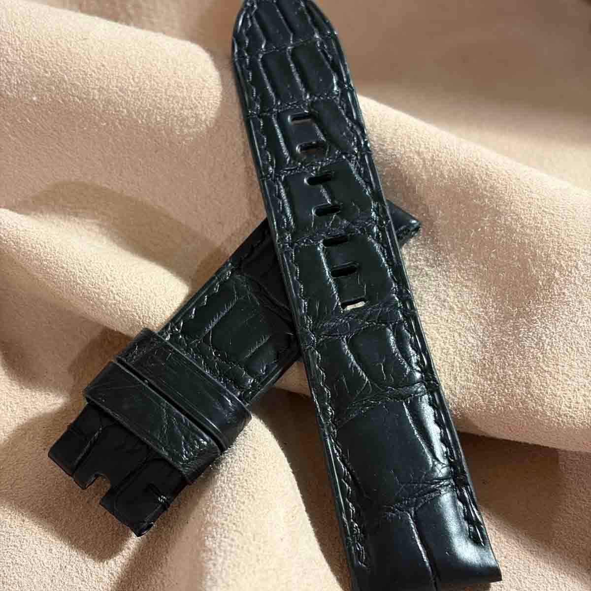 cro-1895 クロコダイル 腕時計ベルト ダークグレー ラグ幅19mm cro