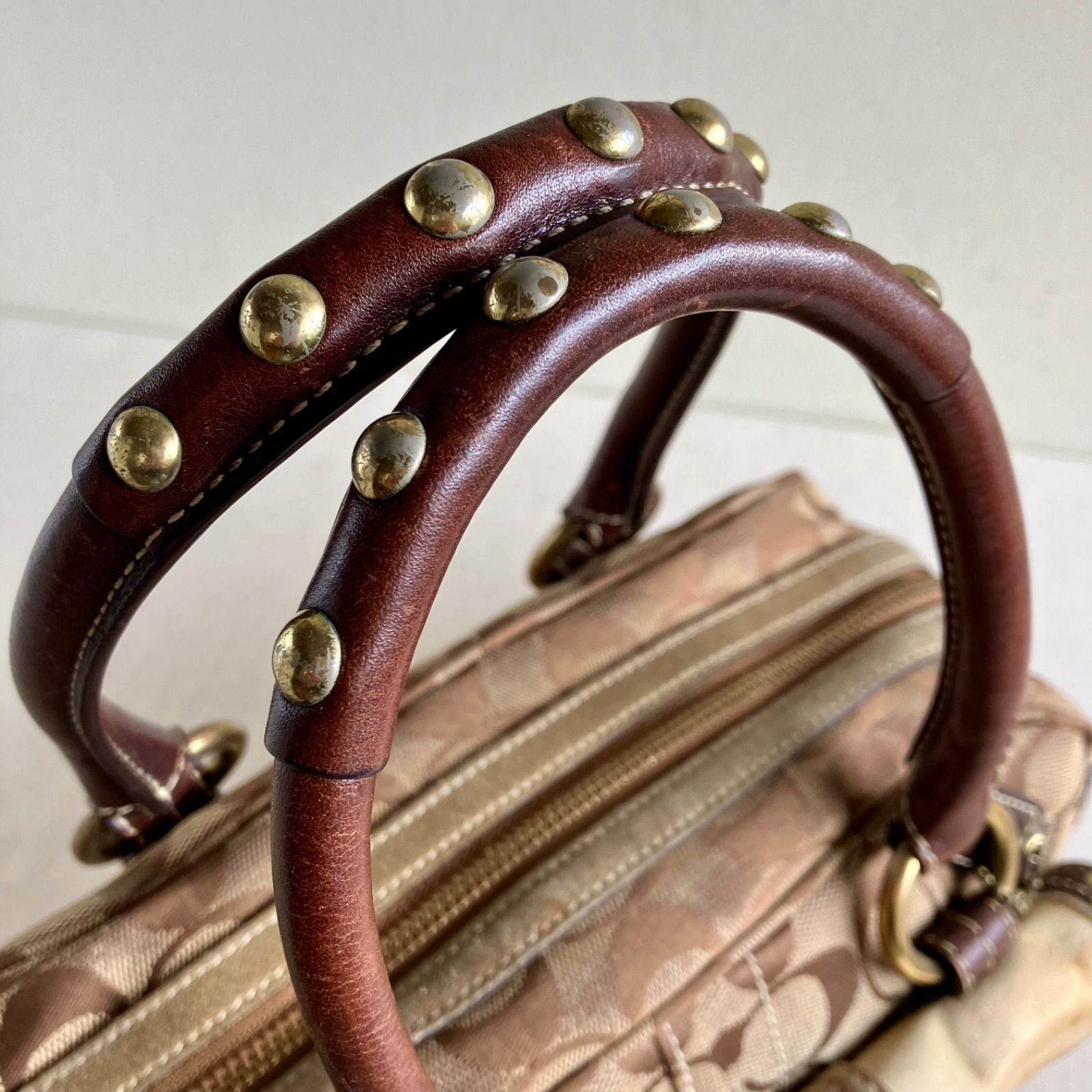 y2k Coach Vintage Soho Turnlock Handbag Brown Signature Canvas