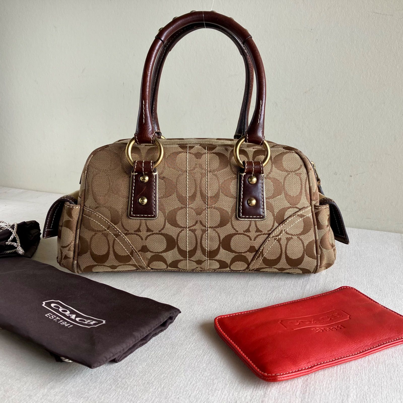 y2k Coach Vintage Soho Turnlock Handbag Brown Signature Canvas