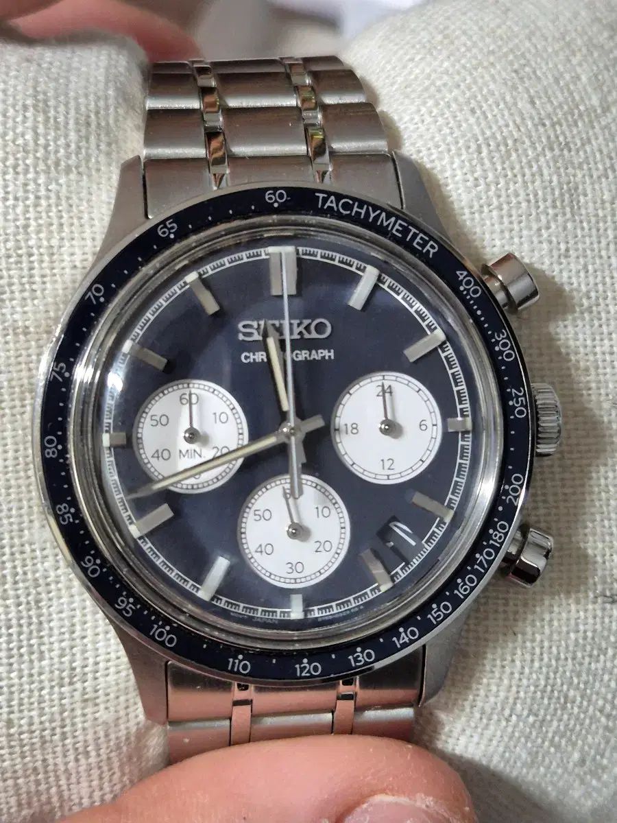 セイコー SSB 477 デニム文字盤 38 mm クロノグラフ ヴィンテージ感 ブラック