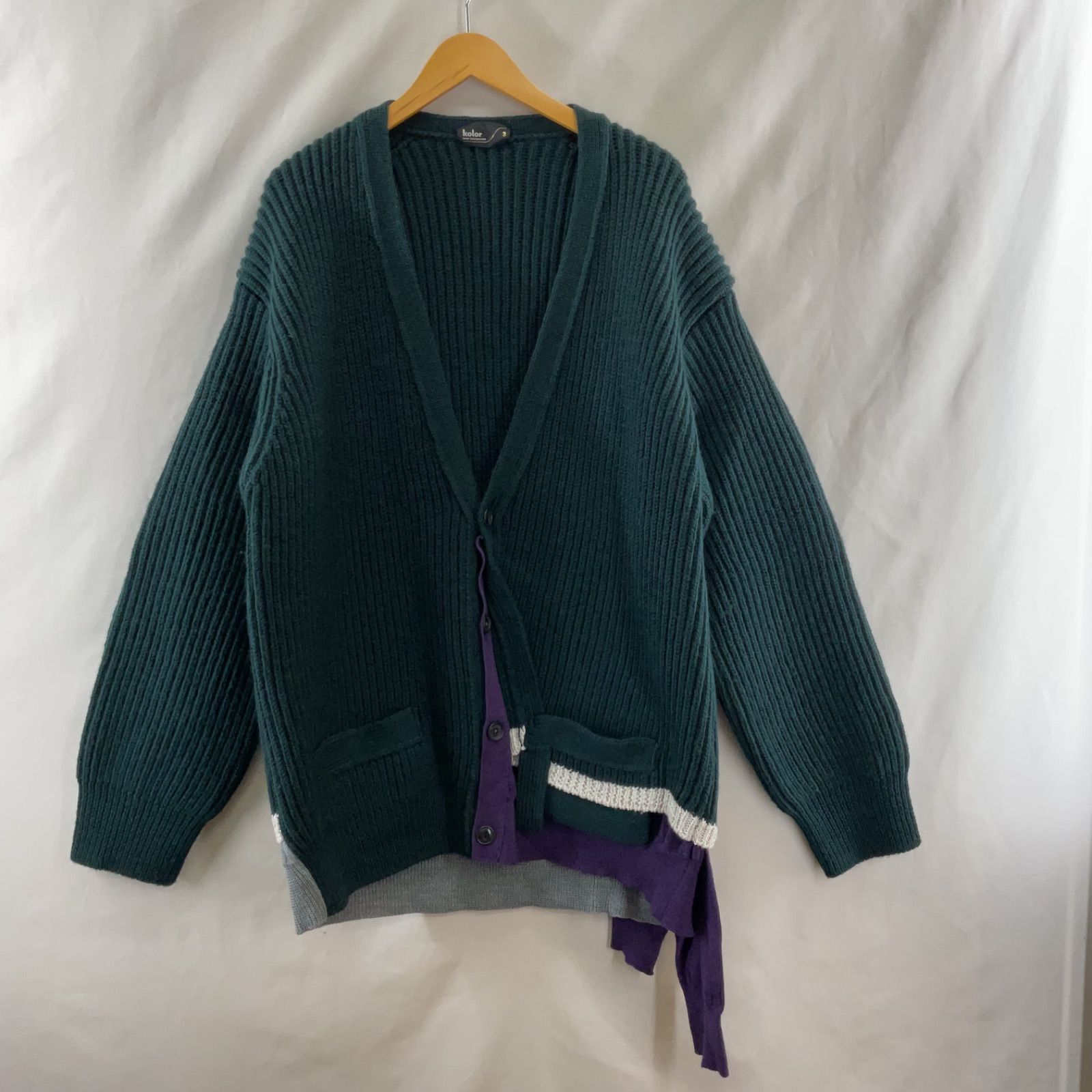 KOLOR カラー 22AW ビッグリブ レイヤード ニット カーディガン 22WCM